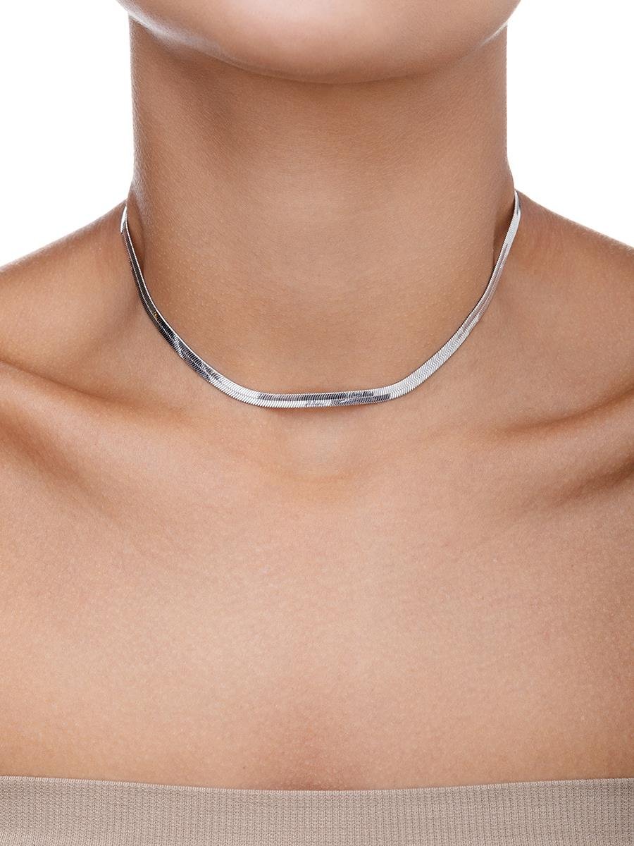 Choker Malha Fita 30CM 4MM | Banhado no Ródio Branco