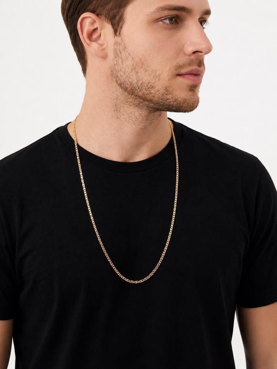 Corrente Elo Piastrini | Masculino | Banhado a Ouro.