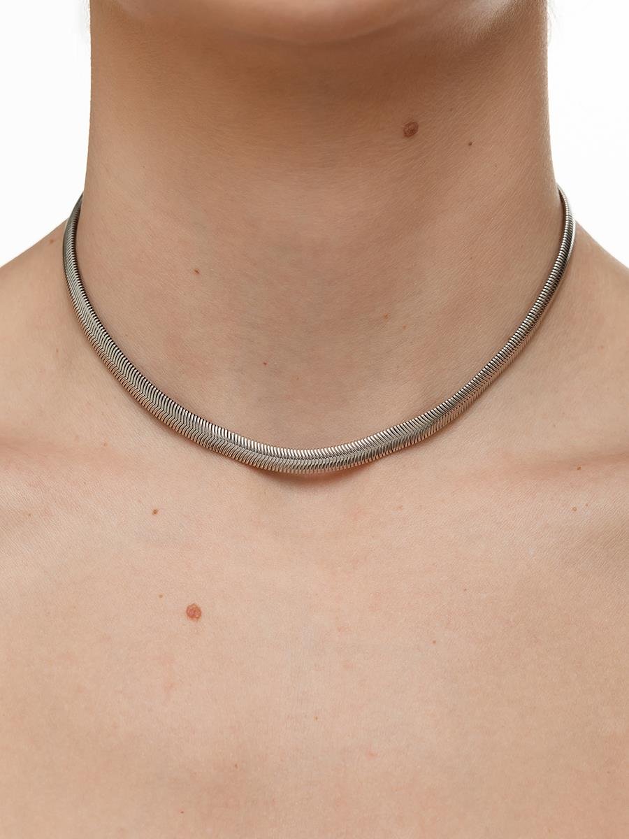 Colar Serpente 30CM 6 MM | Banhado no Ródio Branco