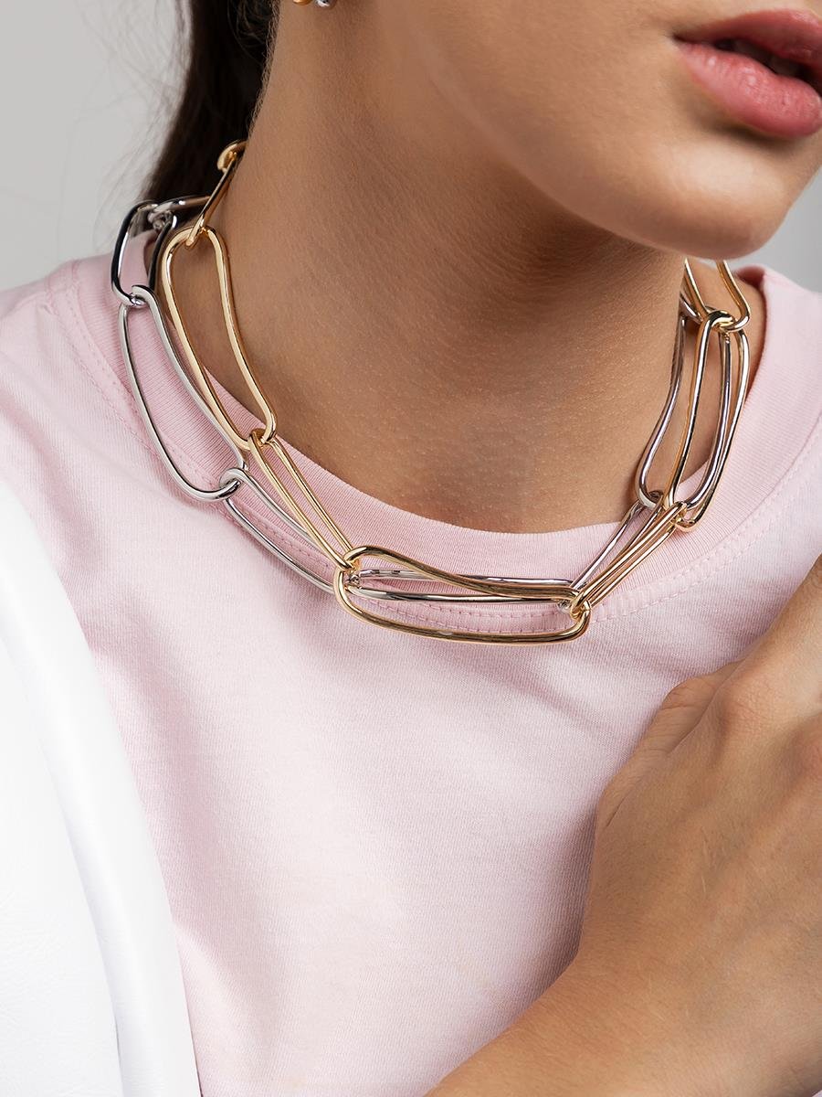 Colar de Elo Largo l Banho de Ródio Branco