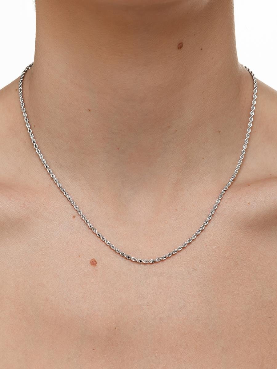 Colar Cordão Baiano 45CM 2MM | Banhado no Ródio Branco