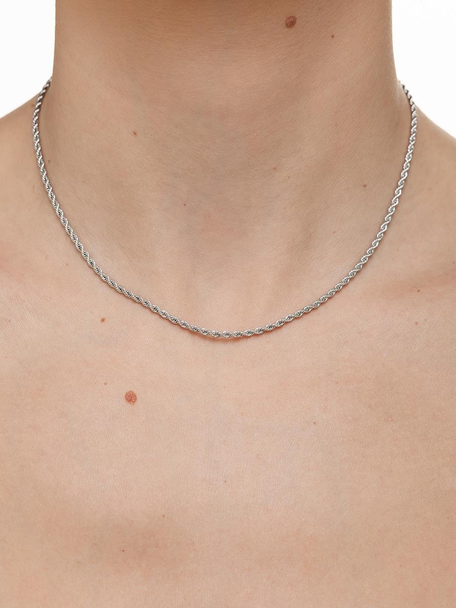 Colar Cordão Baiano 40CM 2MM | Banhado no Ródio Branco