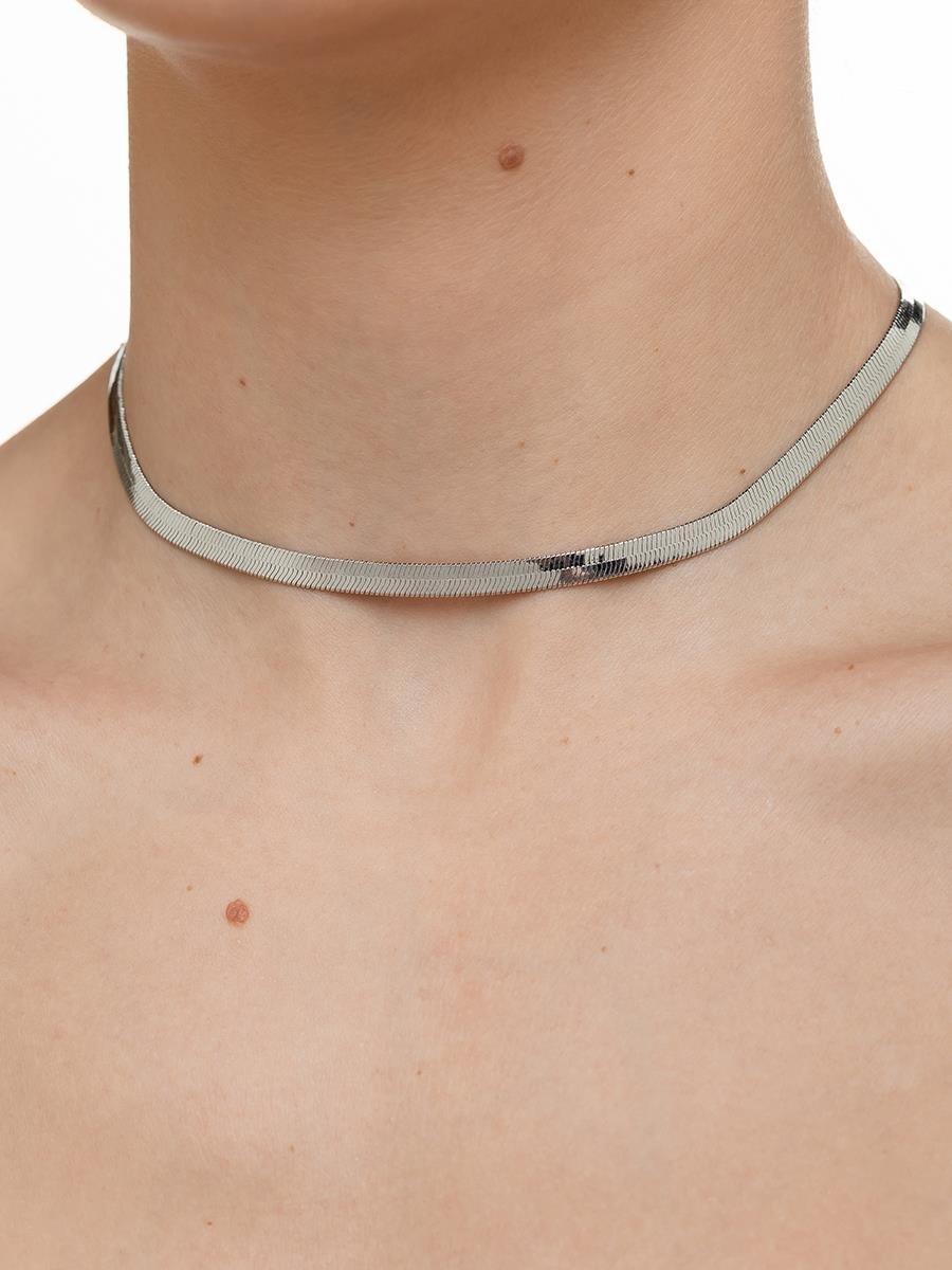 Choker Malha Fita 30CM 5MM | Banhado no Ródio Branco