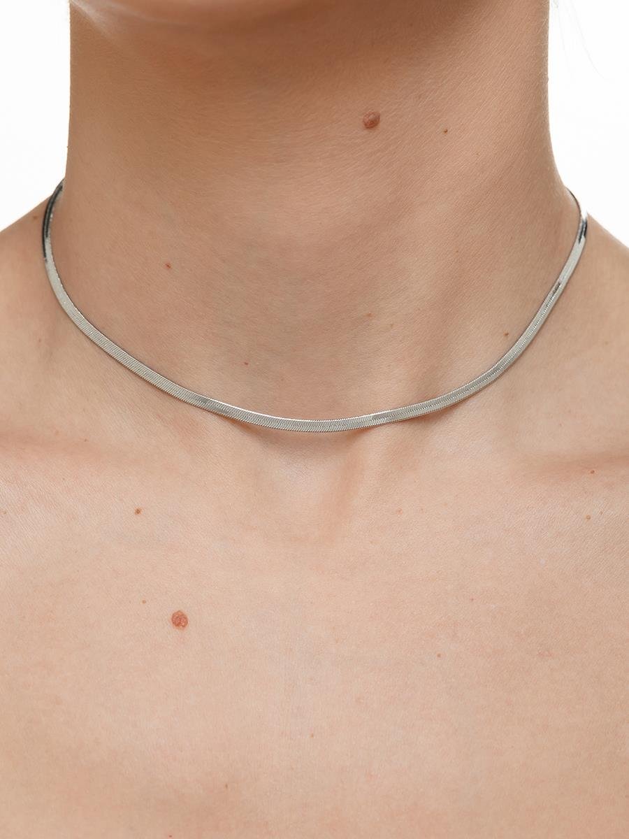 Choker Malha Fita 30CM 3MM | Banhado no Ródio Branco
