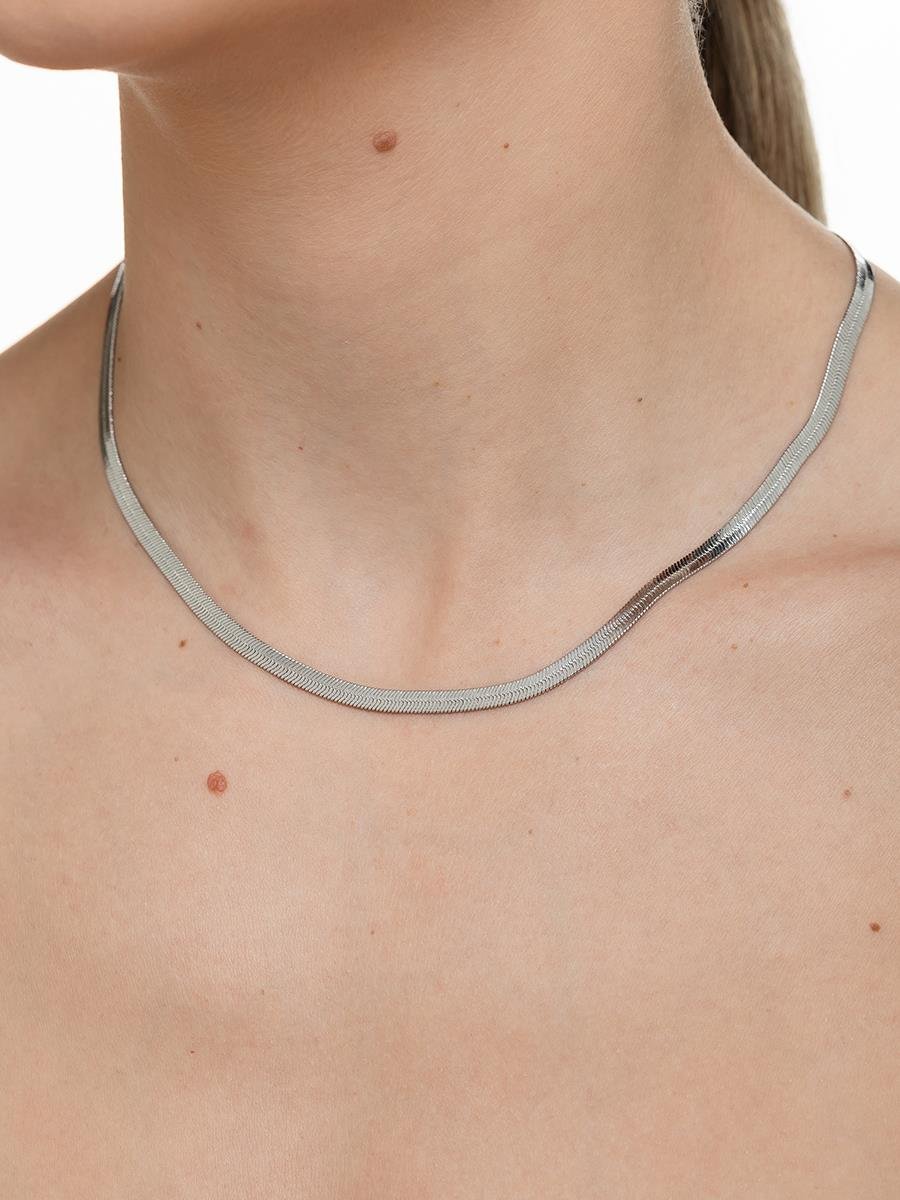Colar Malha Fita 45CM 4MM | Banhado no Ródio Branco