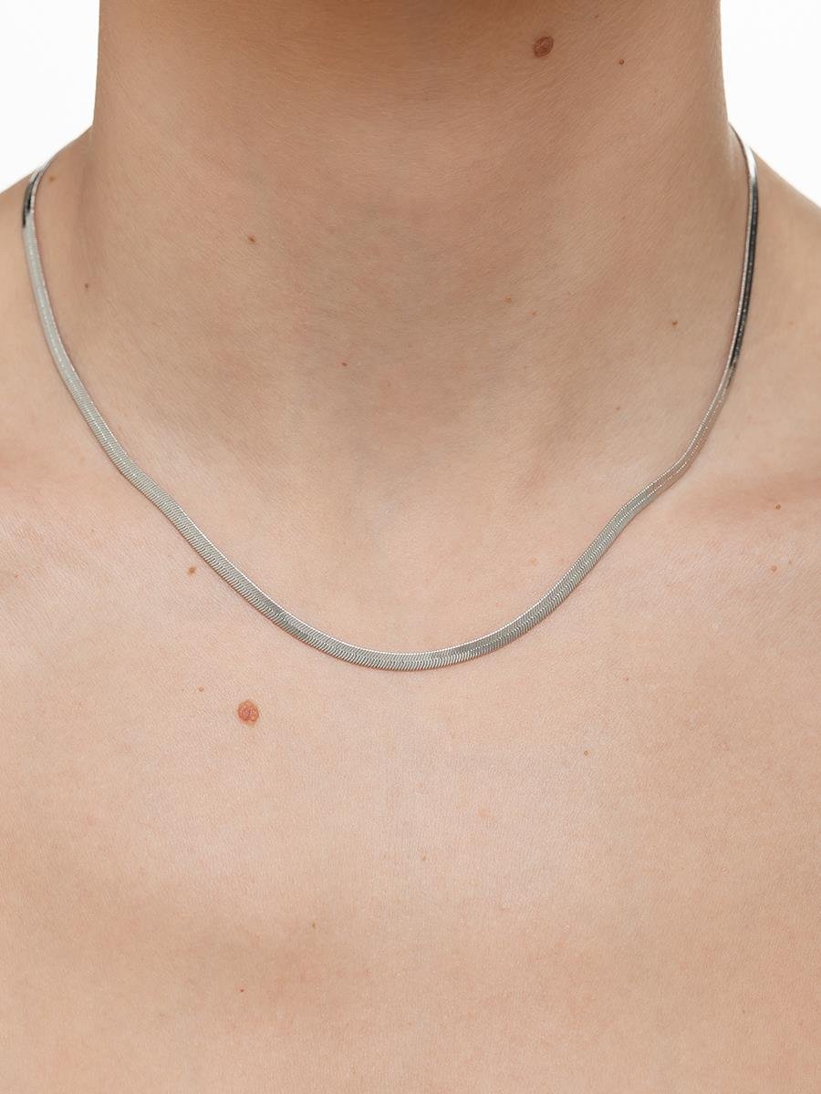 Colar Malha Fita 40CM 3MM | Banhado no Ródio Branco