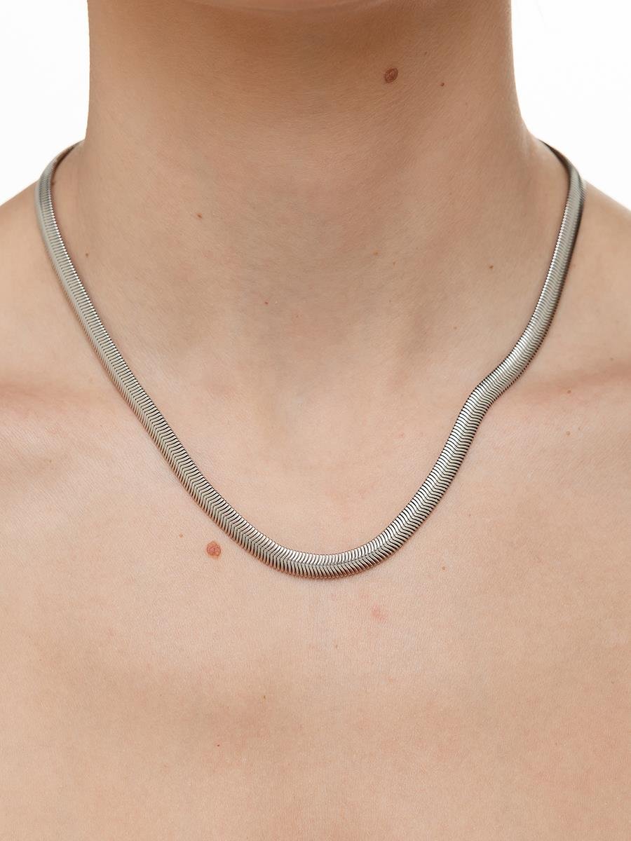 Colar Malha Serpente 45CM 6MM | Banhado no Ródio Branco