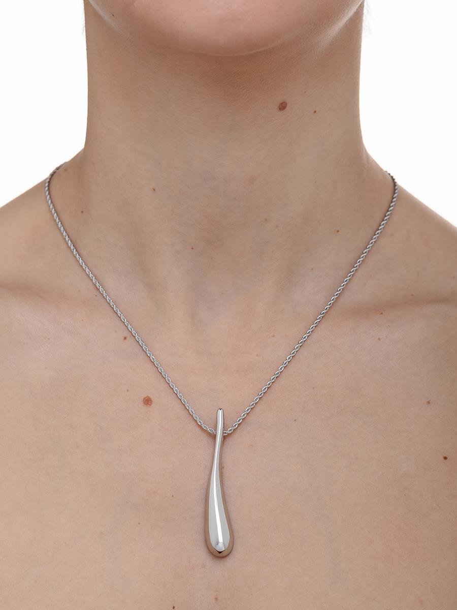 Colar Cordão Baiano com Gota Lisa | Banhado no Ródio Branco