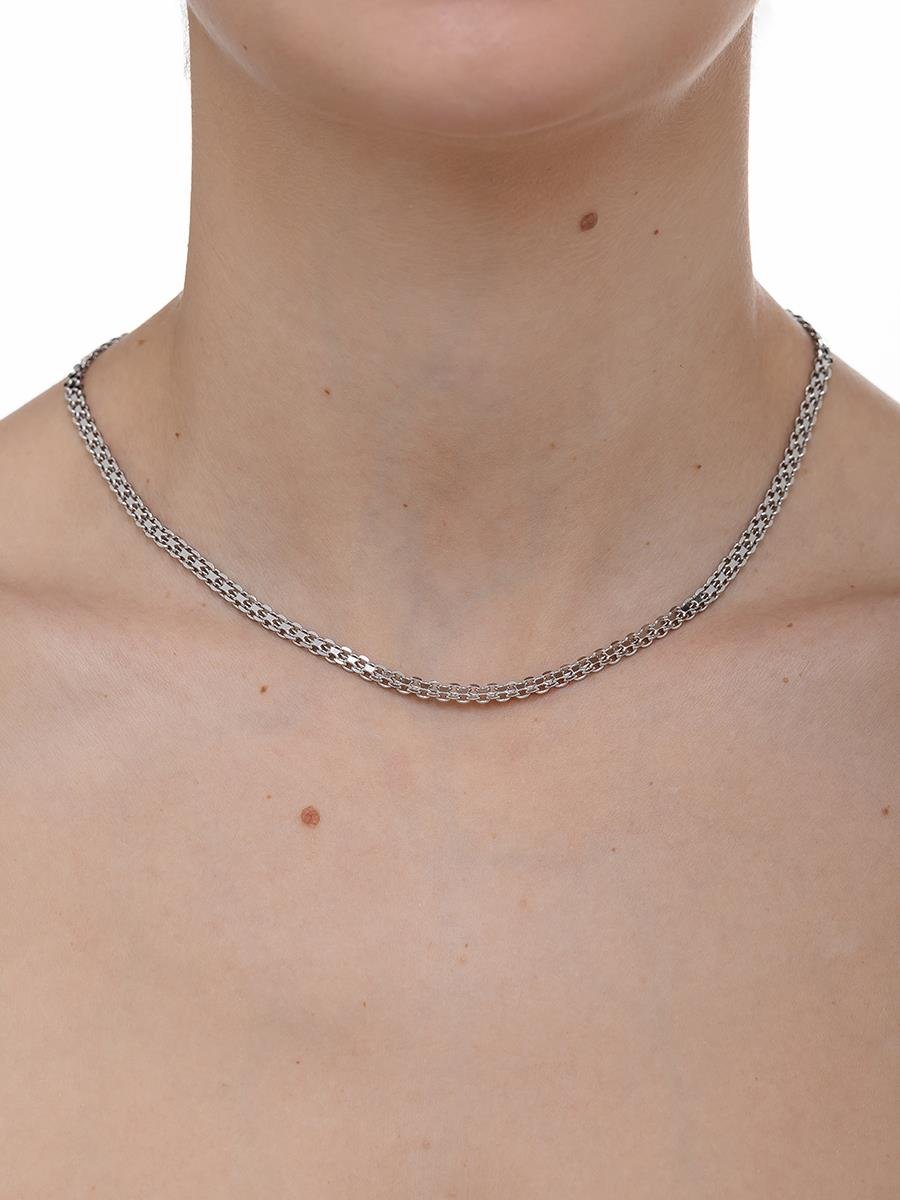 Colar de Duplo Elo Liso | Banhado no Ródio Branco