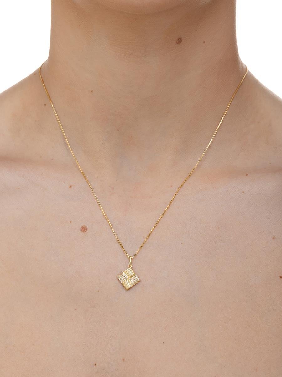 Colar Quadrado Cravejado | Banhado a Ouro