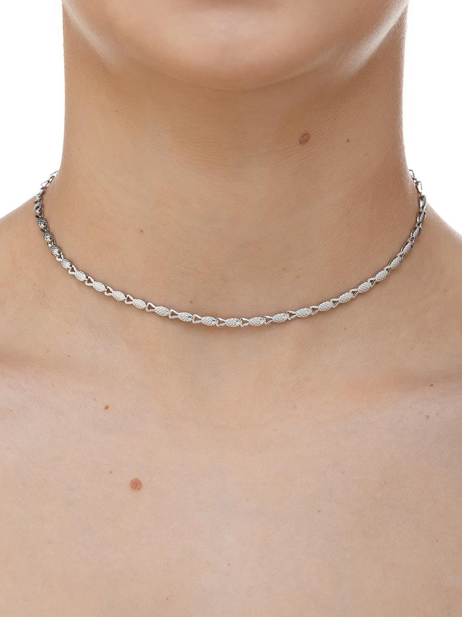 Choker Chapa Diamantada | Banhado no Ródio Branco