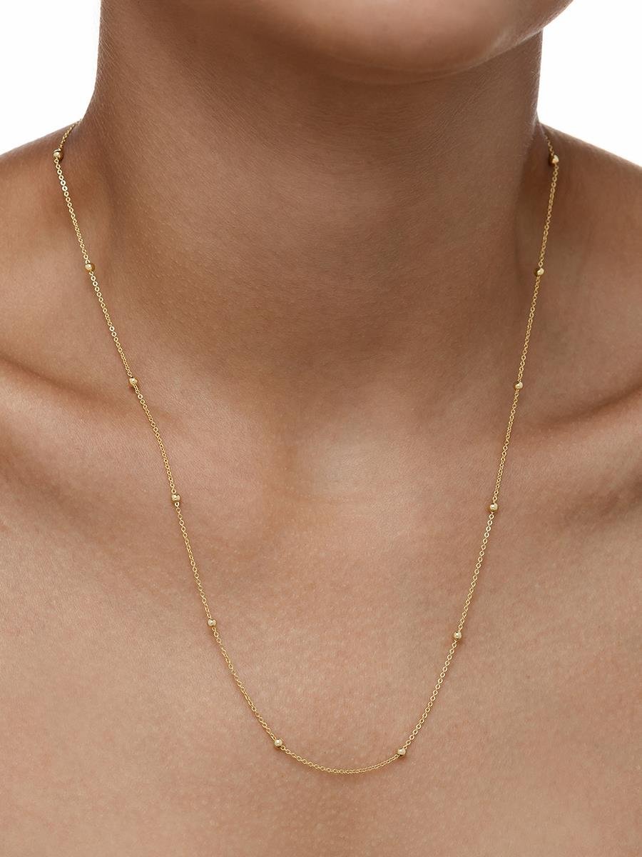 Colar de Elo com Bola Lisa 50CM | Banhado a Ouro