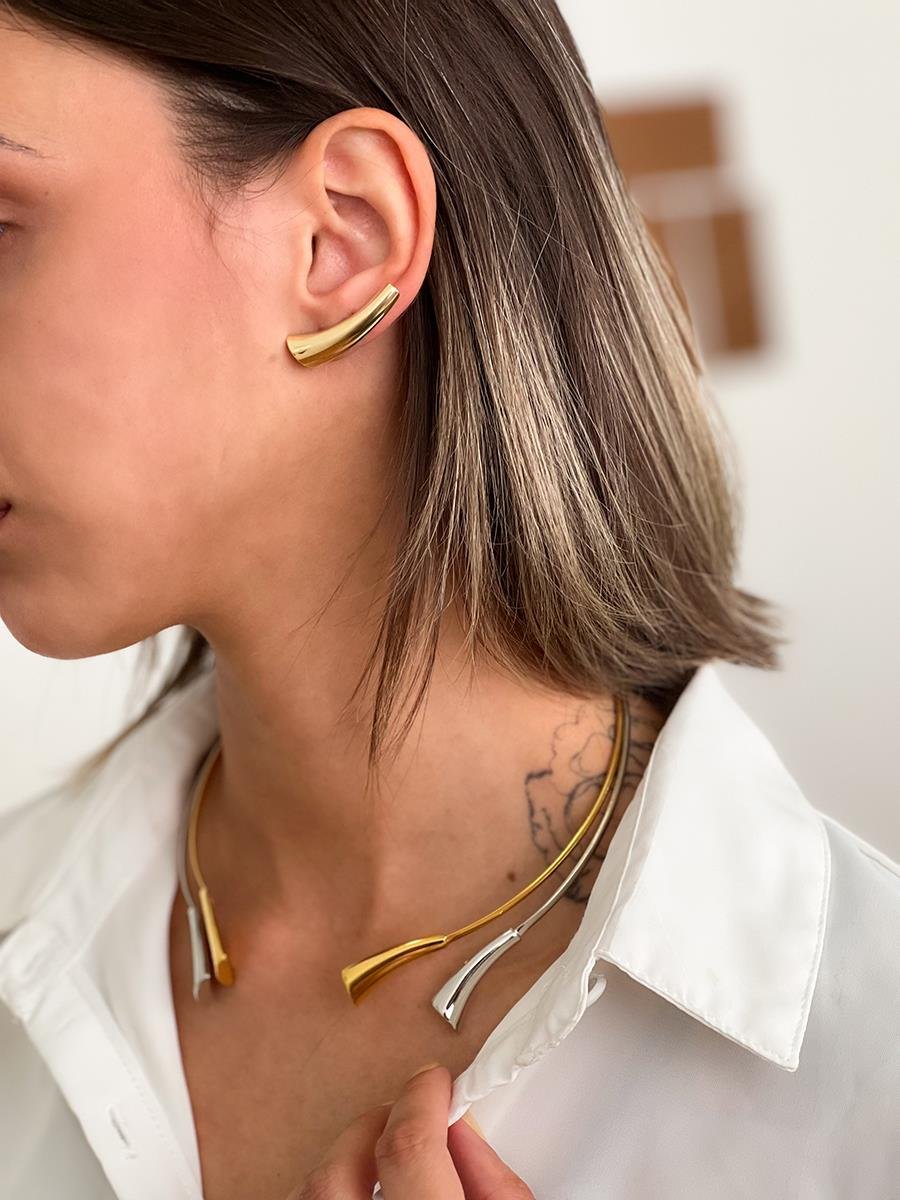 Choker Aro Rígido Liso | Banhado no Ródio Branco