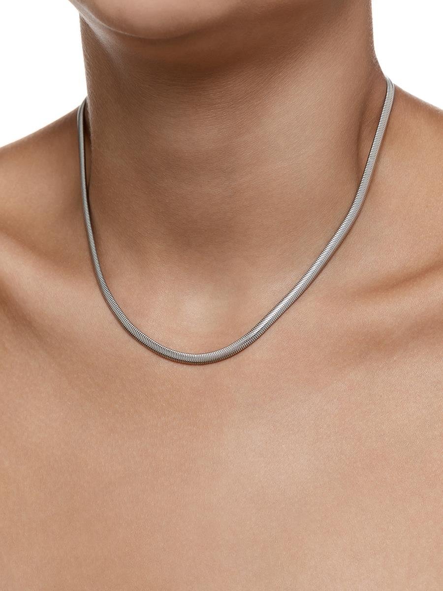 Colar Malha Serpente 40CM | Banhado No Ródio Branco