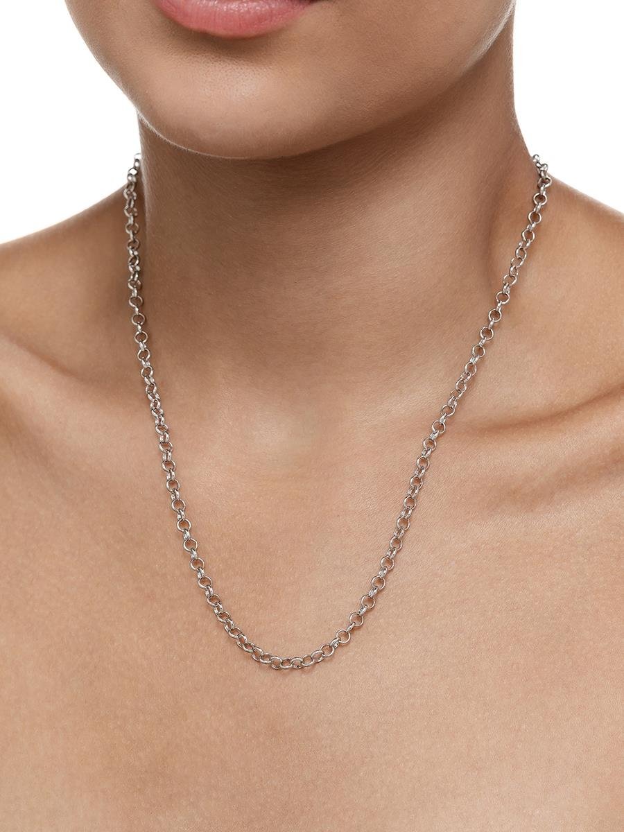 Colar Elo Português 50CM | Banhado no Ródio Branco