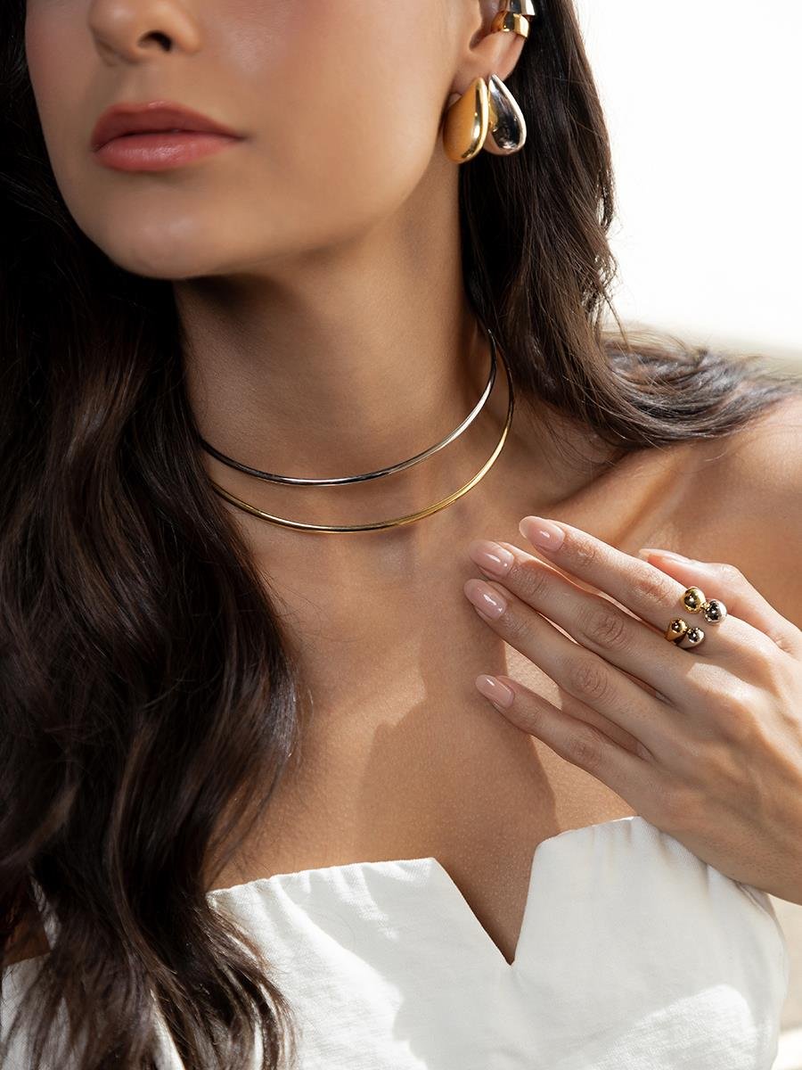 Choker Aro Rígido Liso | Banhado no Ródio Branco