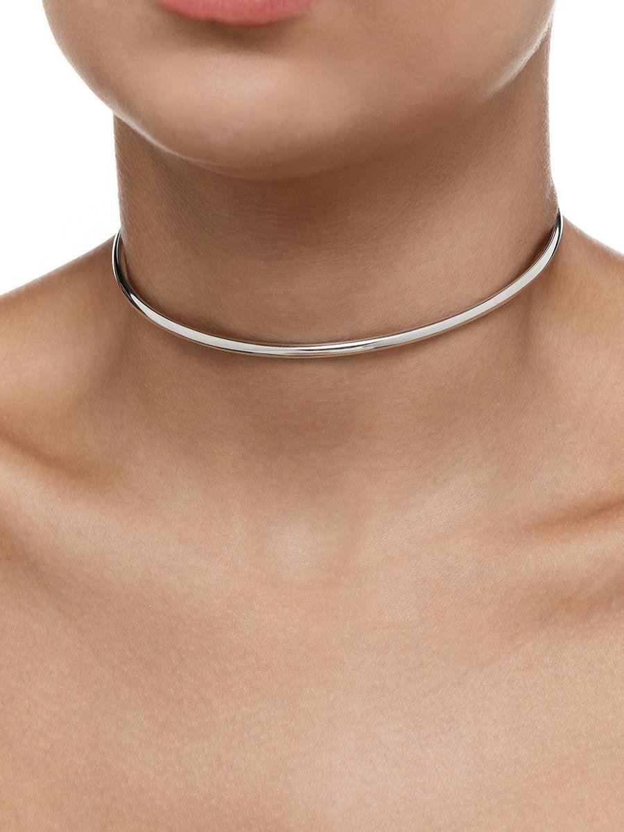 Choker Aro Rígido Liso | Banhado no Ródio Branco