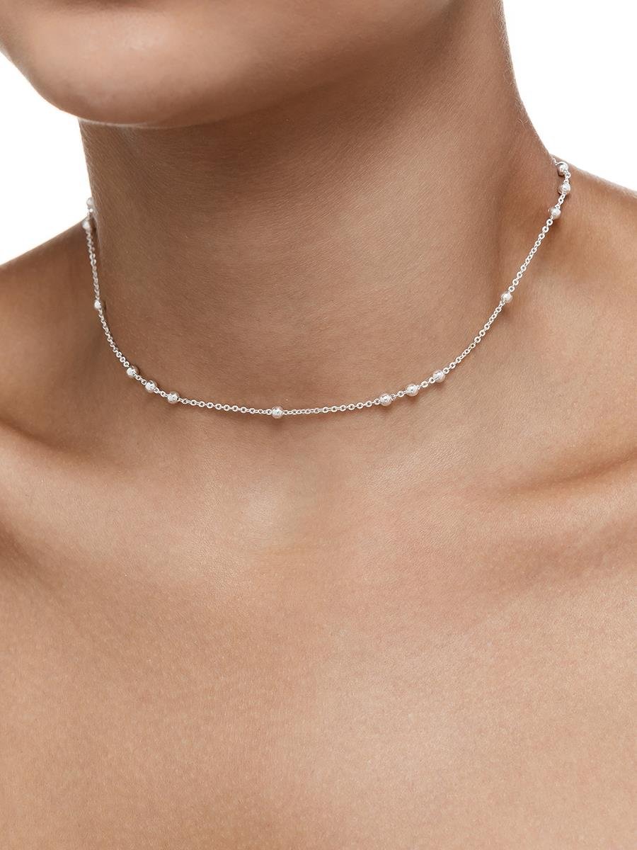 Colar de Elo Com Bolinha 30CM | Infantil | Banhado no Prata