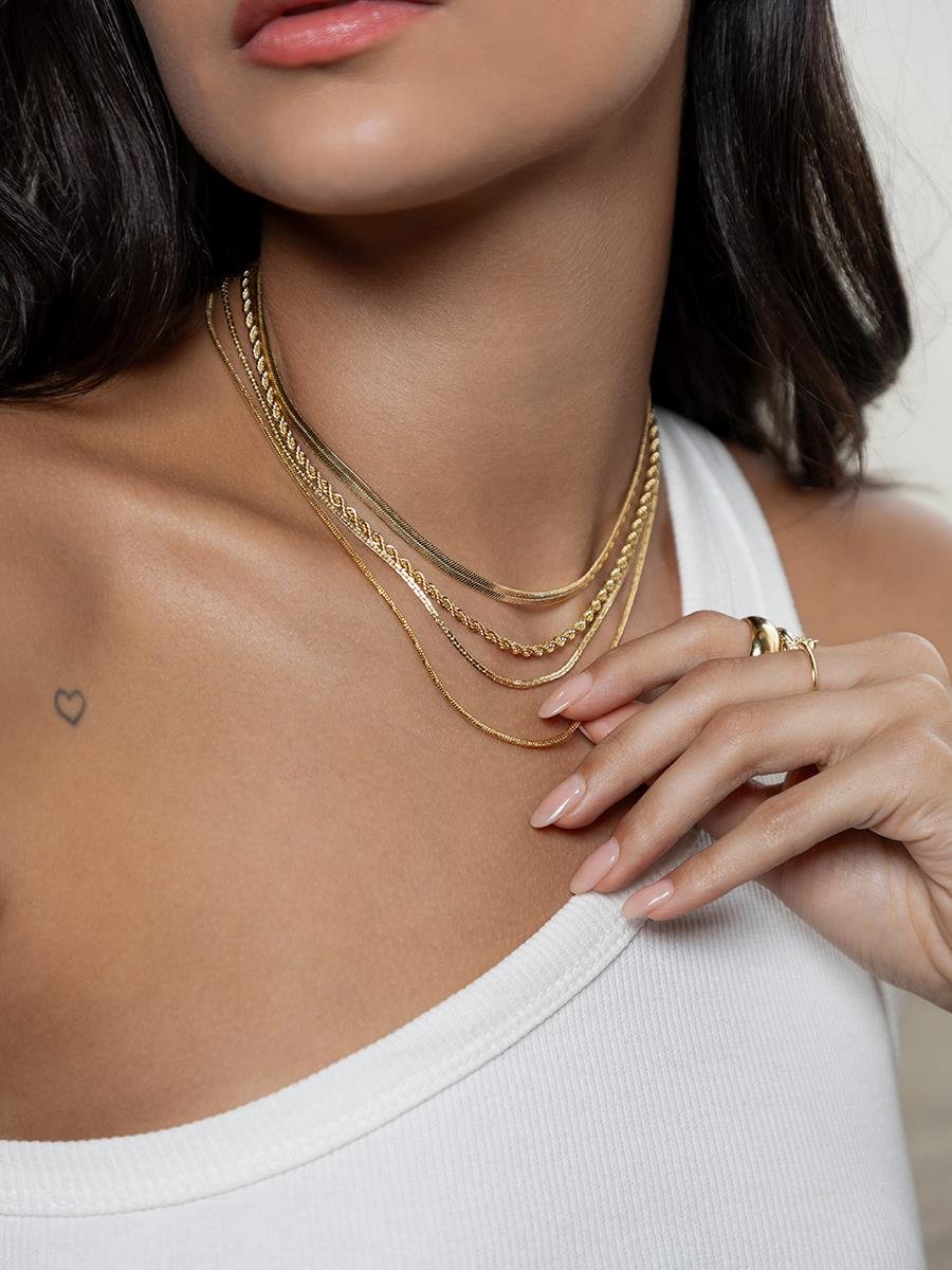 Colar Rabo de Rato Diamantado | Banhado a Ouro