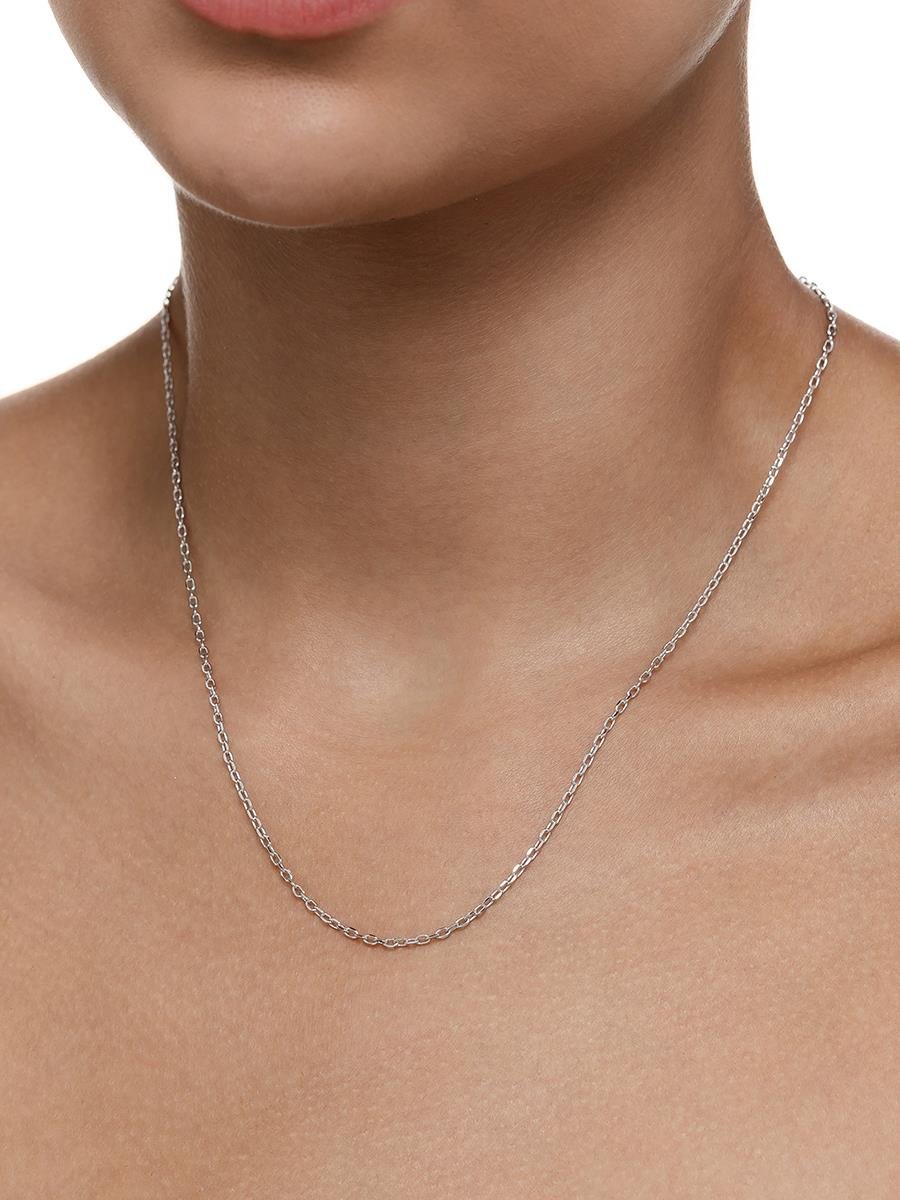 Colar Elo Cadeado 45CM | Banhado no Ródio Branco