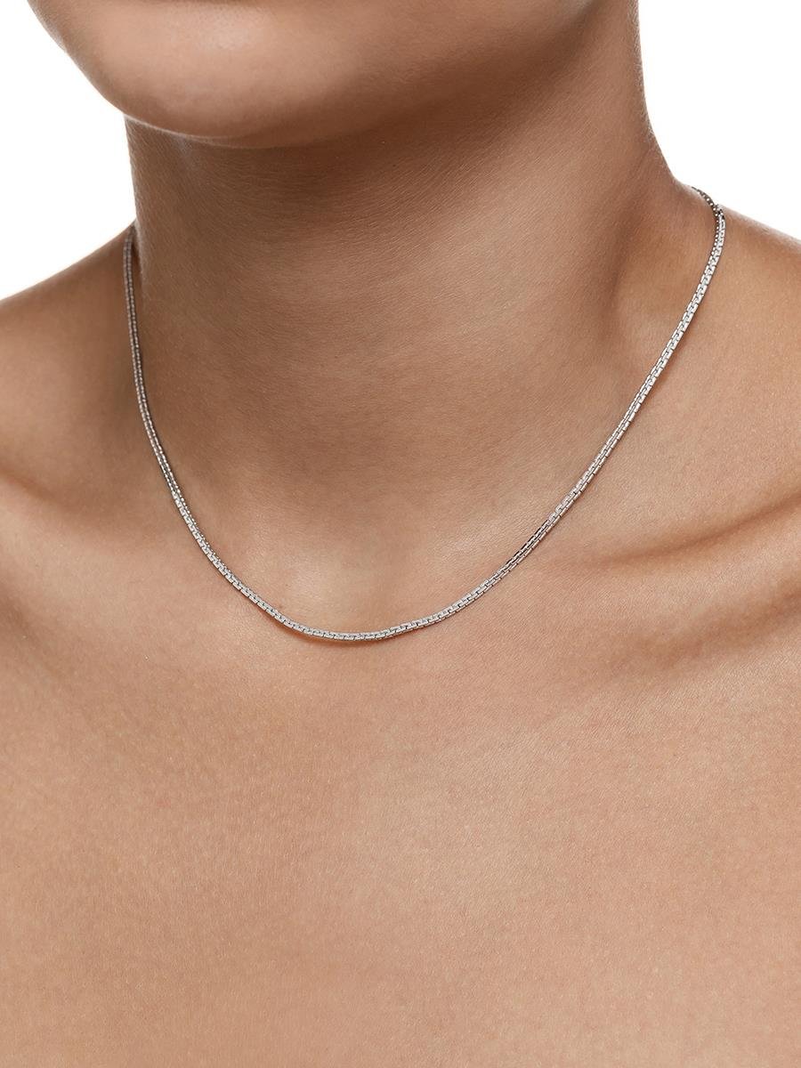 Colar de Malha Cadeado 40CM | Banhado no Ródio Branco