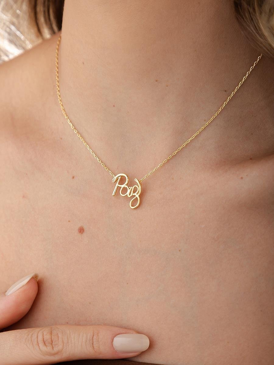 Colar Paz com Pontos de Luz | Banhado a Ouro