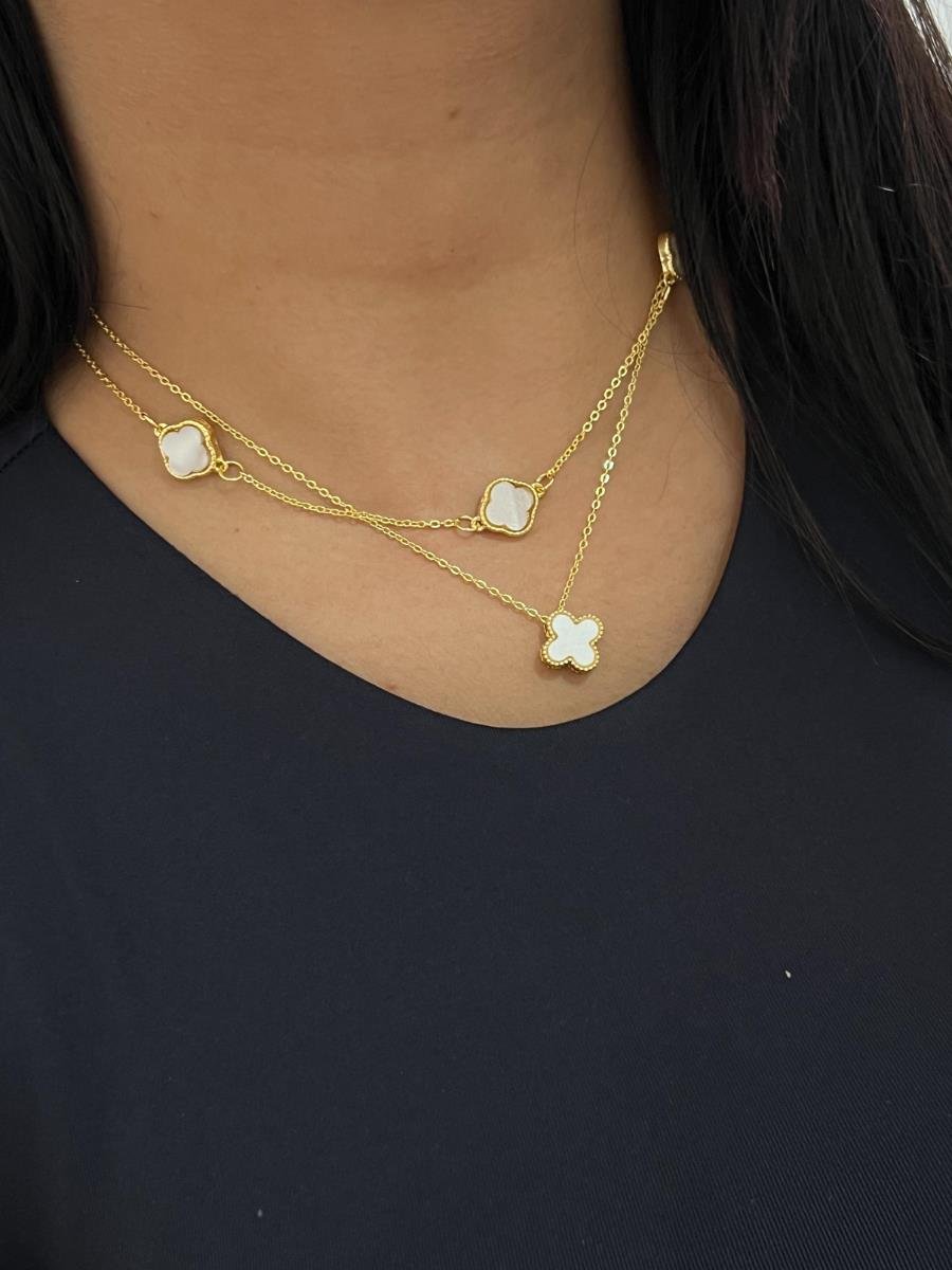 Colar Trevo P Pérola | Banhado a Ouro