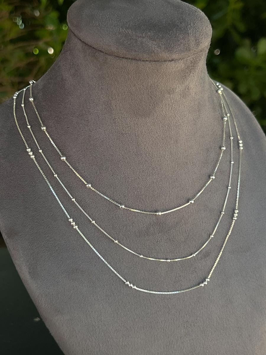 Colar Veneziana com Bolinhas 50 CM | Prata 925