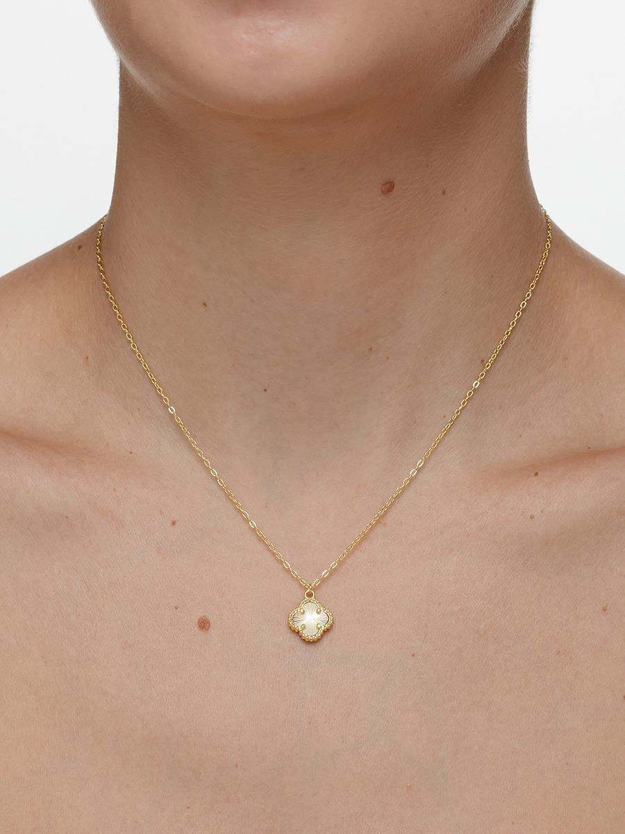 Colar Trevo com Detalhes | Banhado a Ouro