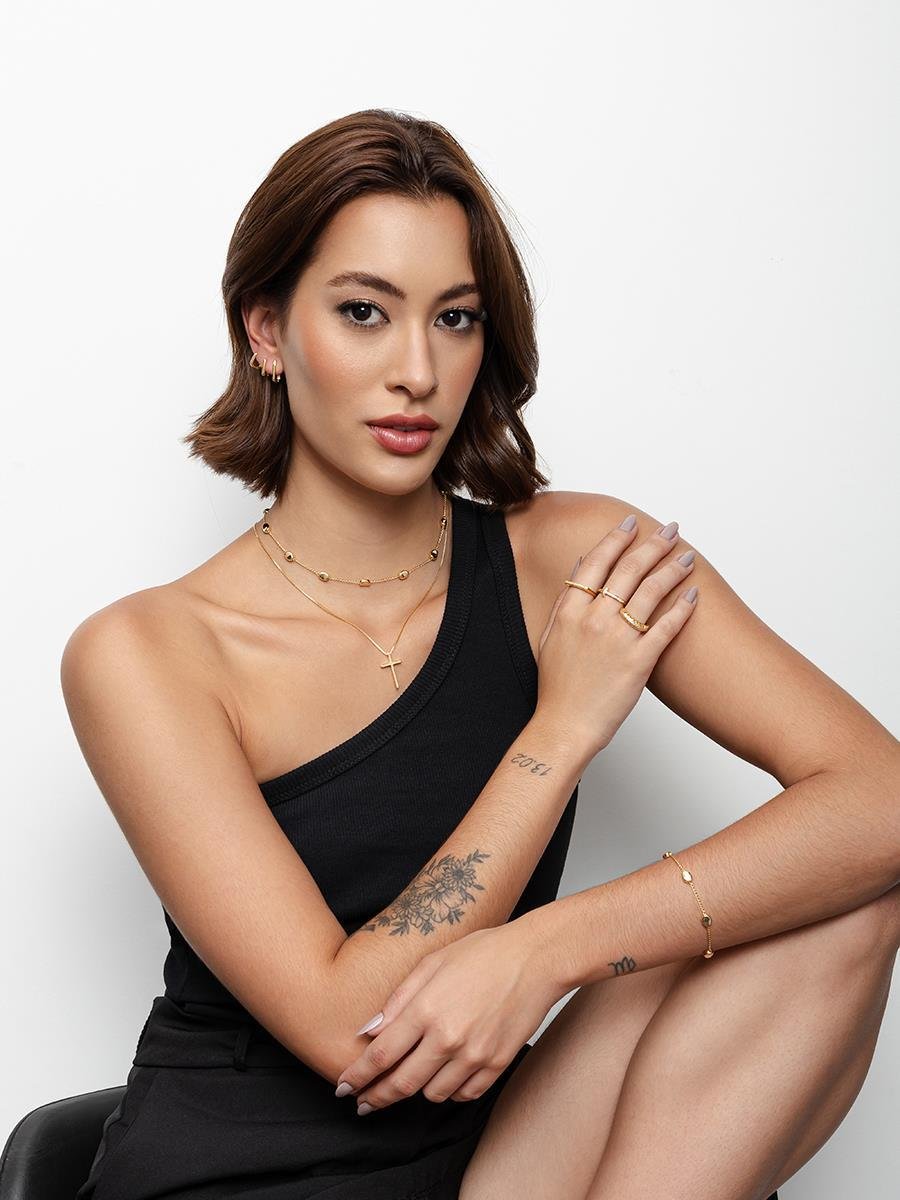 Colar com Cruz 45CM | Banhado a Ouro