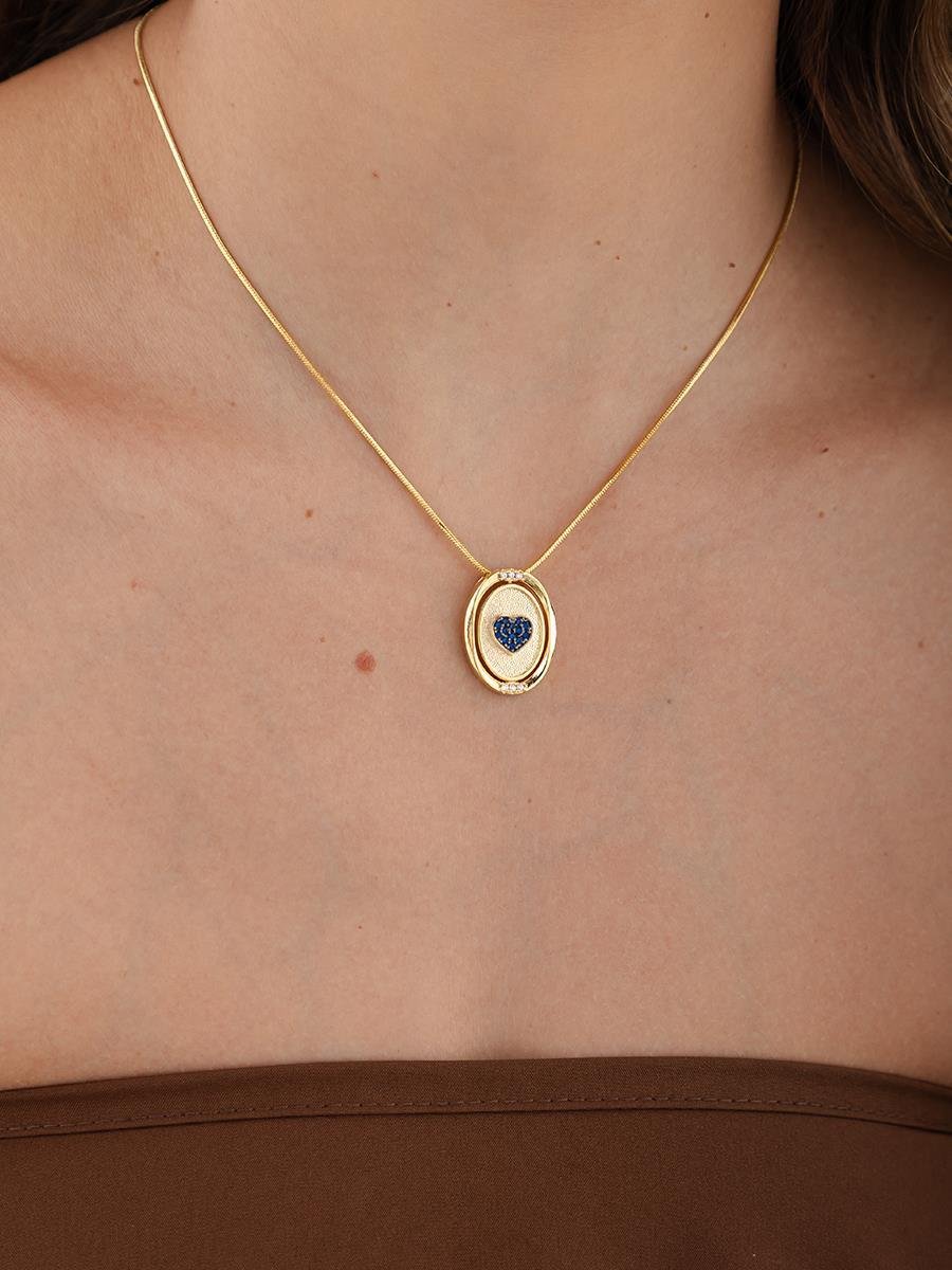 Colar Mãe de Menino Giratório com Coração | Banhado a Ouro