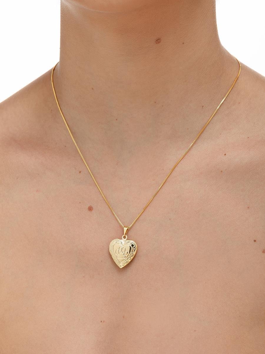 Colar Relicário Patas Pet | Banhado a Ouro