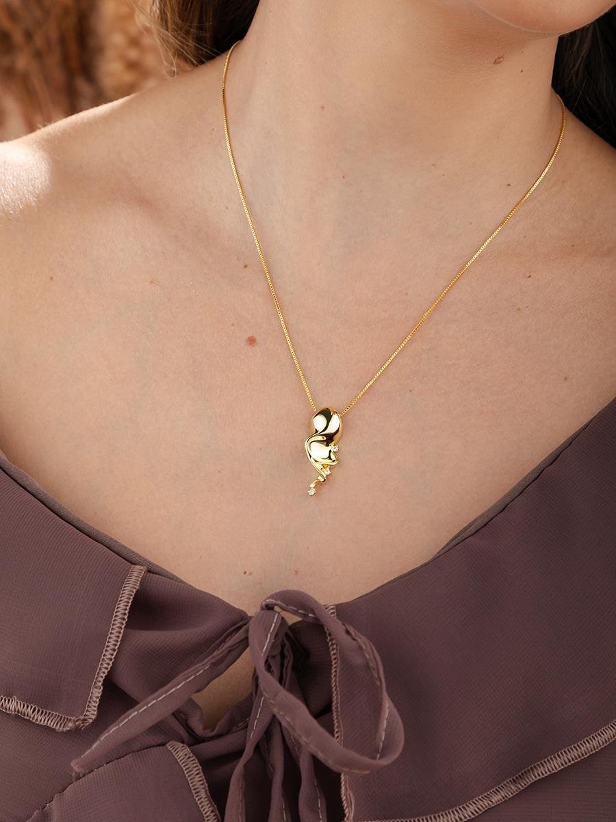 Colar Orgânico Cravejado | Banhado a Ouro