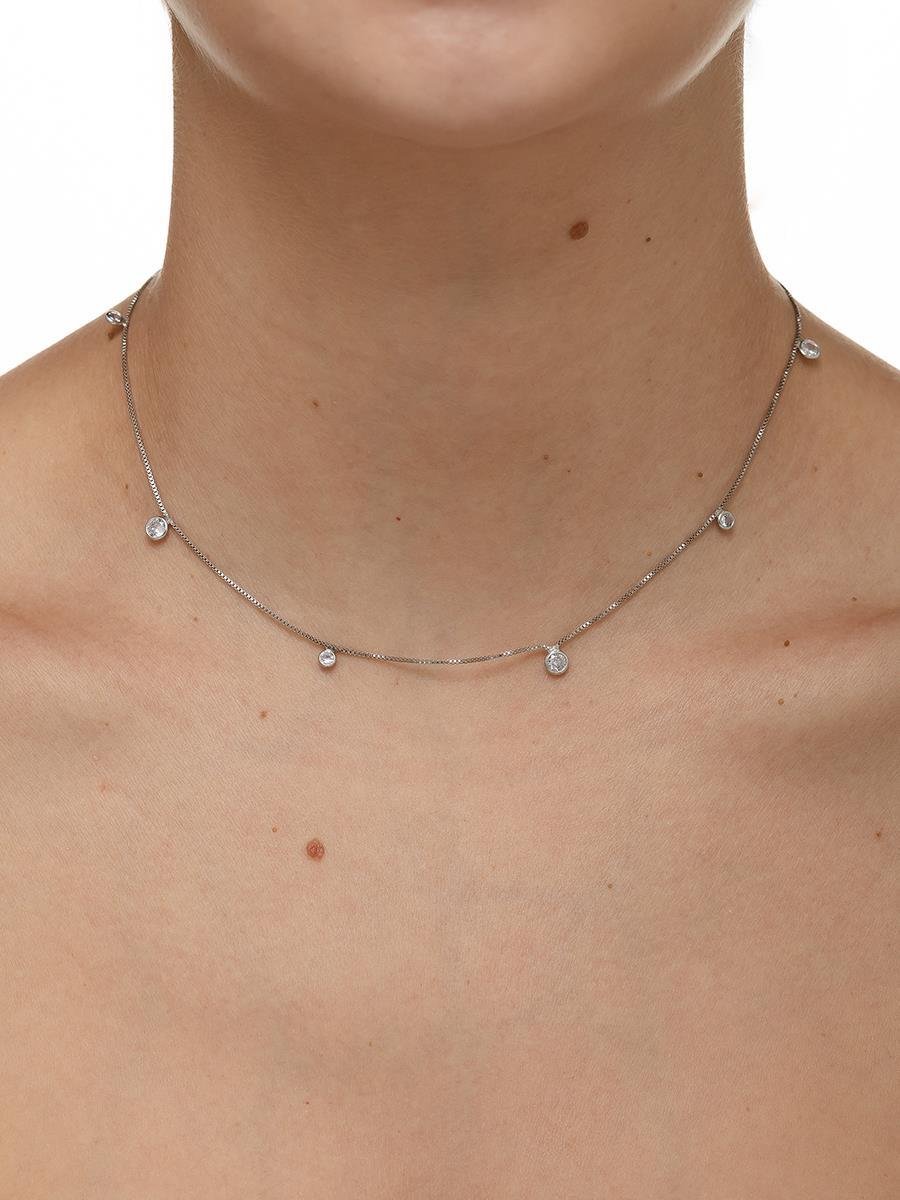 Colar Pontos de Luz | Banhado no Ródio Branco