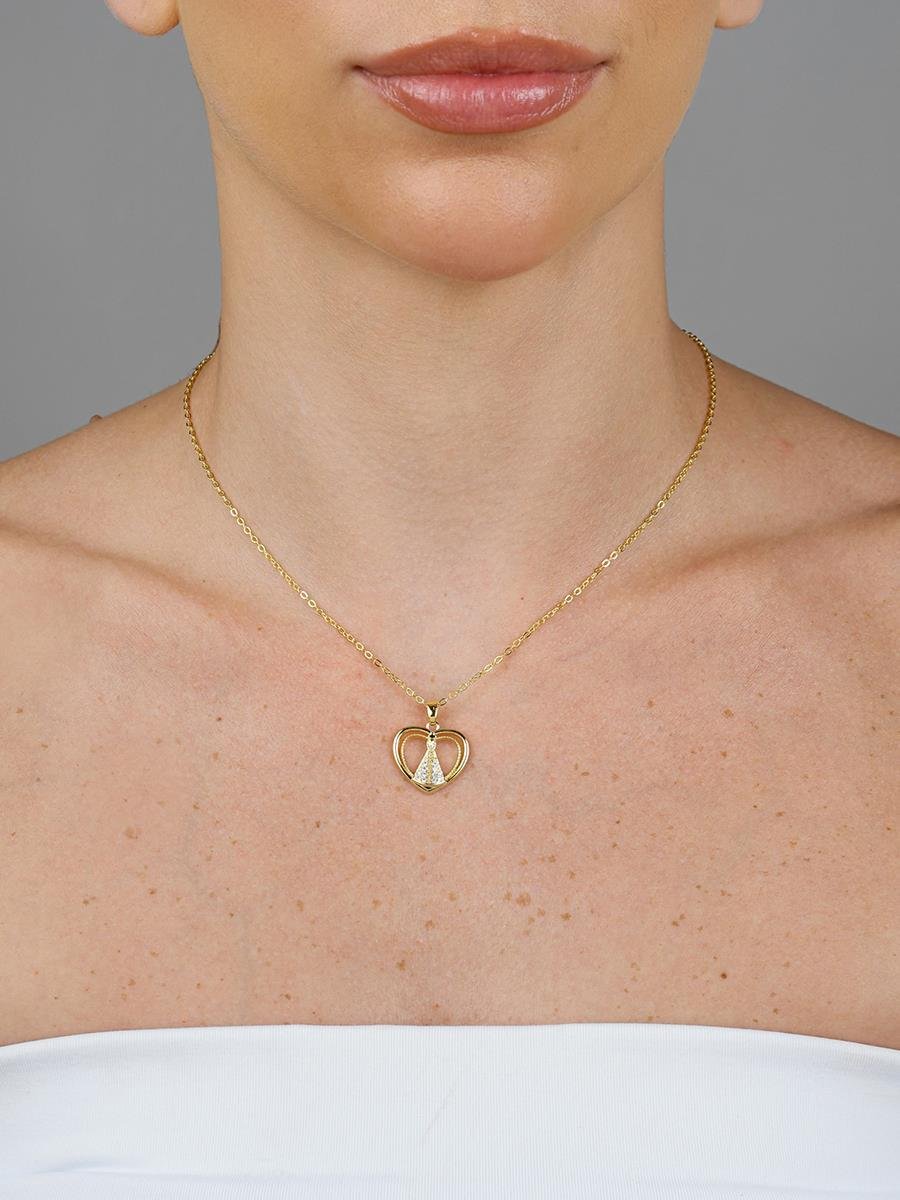 Colar Coração Nossa Senhora Aparecida | Banhado a Ouro