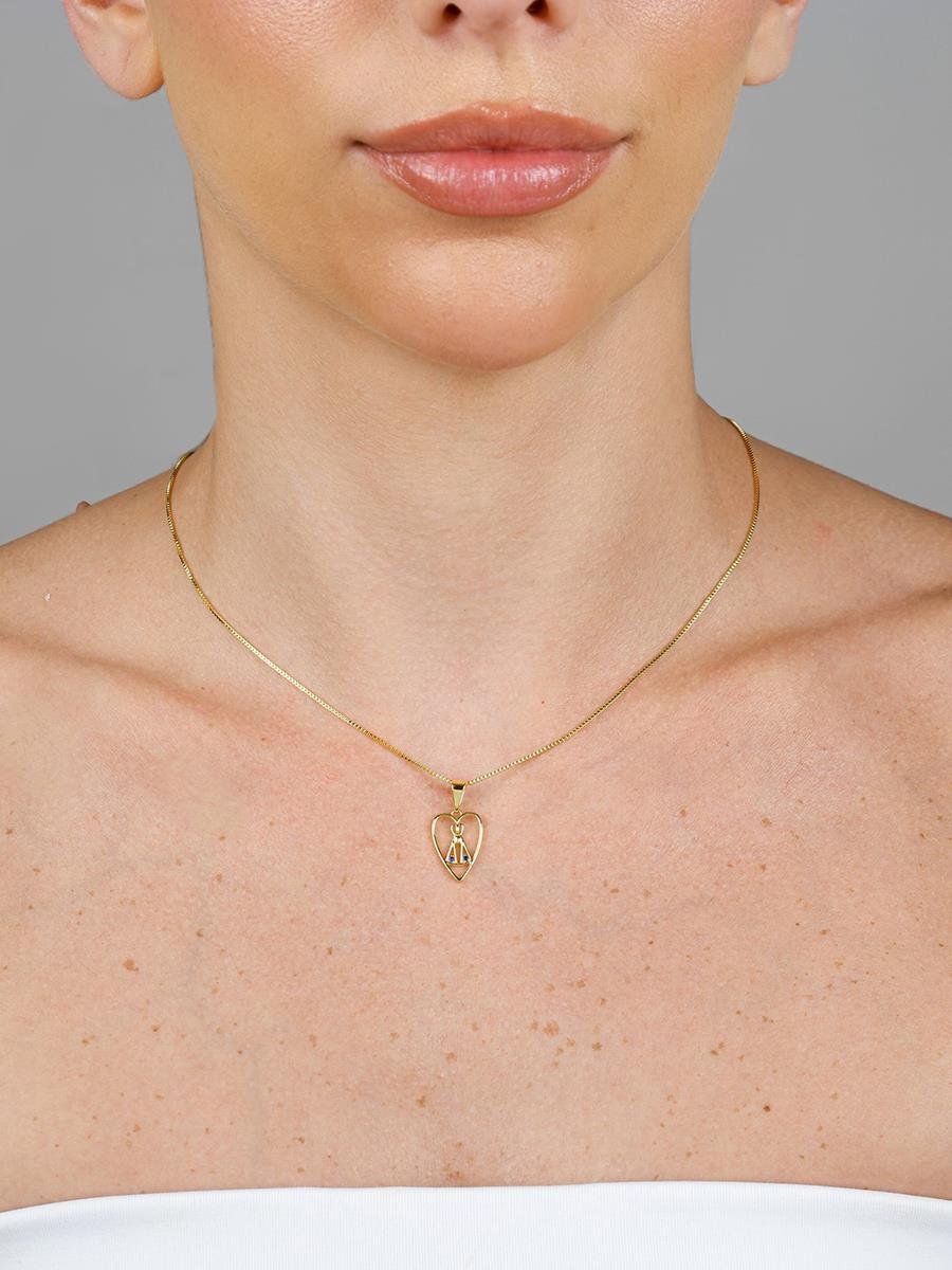 Colar Coração Nossa Senhora Aparecida | Banhado a Ouro