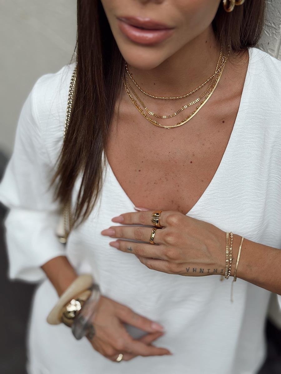 Colar Fita Riscada | Banhado a Ouro