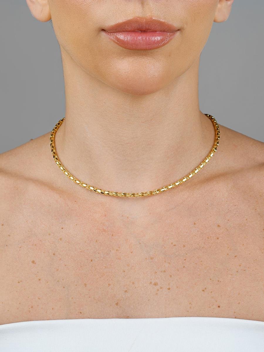 Colar Veneziana Abaulada | Banhada a Ouro