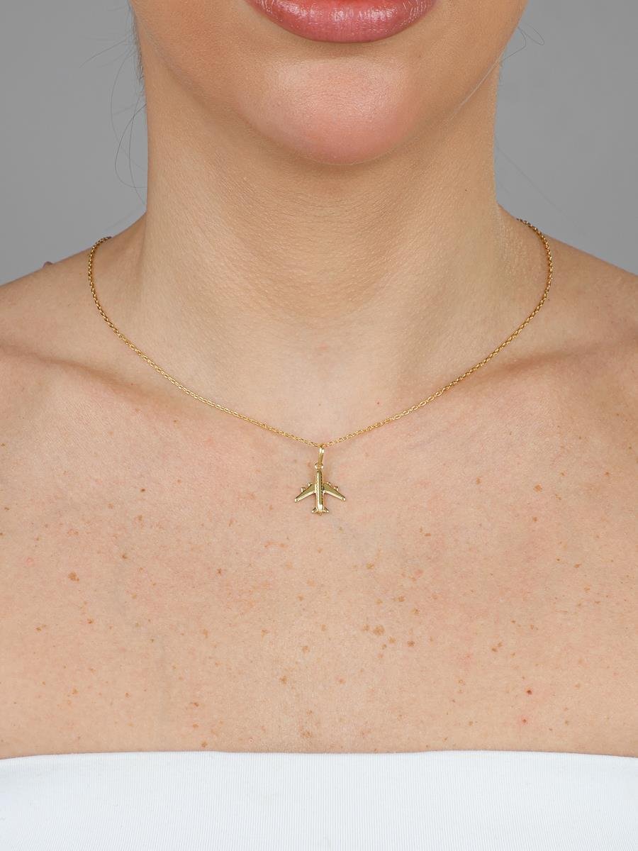 Colar Avião Liso | Banhado a Ouro