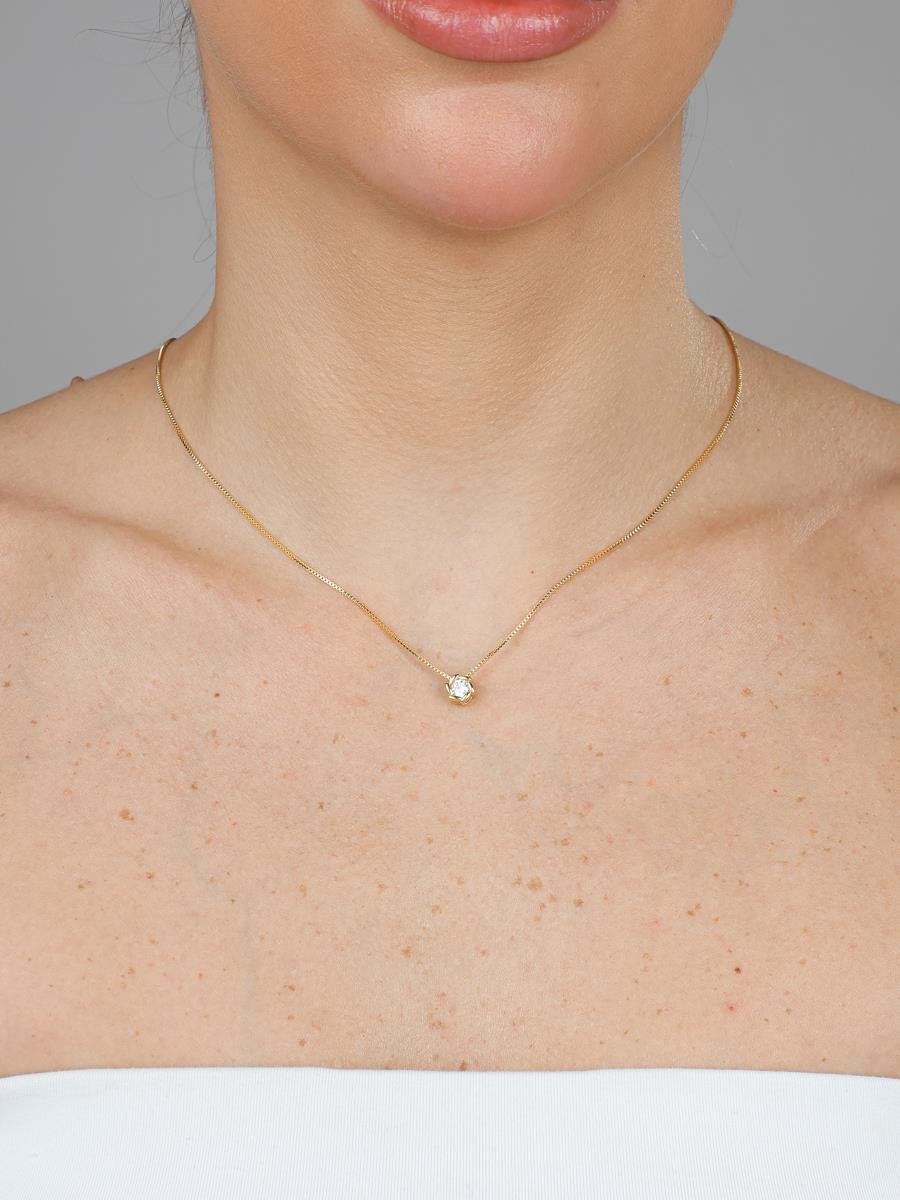 Colar Ponto de Luz Trabalhado | Banhado a Ouro