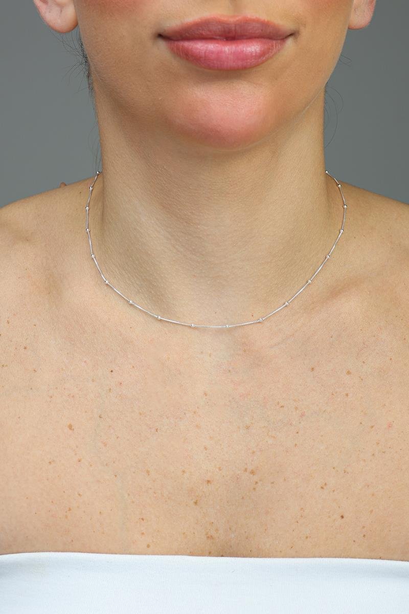 Colar Veneziana com Bolinha | Prata 925