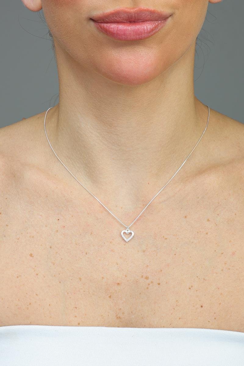Colar Coração Liso e Cravejado | Prata 925.