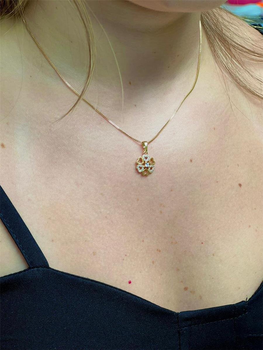 Colar Trevo De Corações | Banhado a Ouro