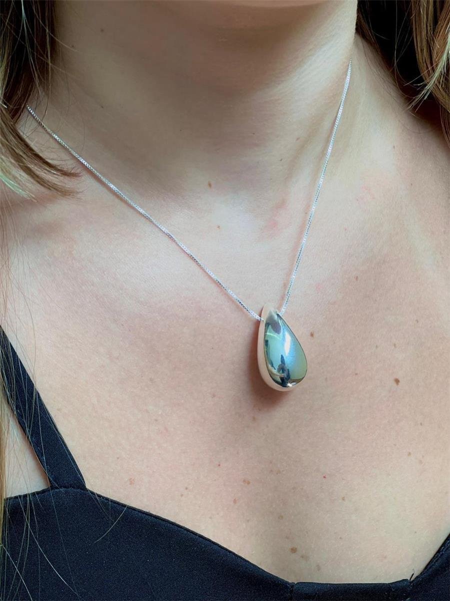 Colar Gota Gg | Banho De Prata