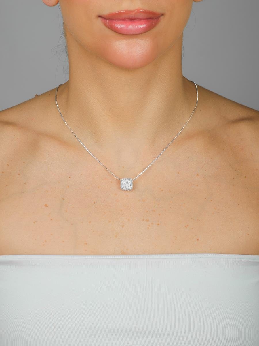 Colar Chuveiro Quadrado | Banho De Prata.