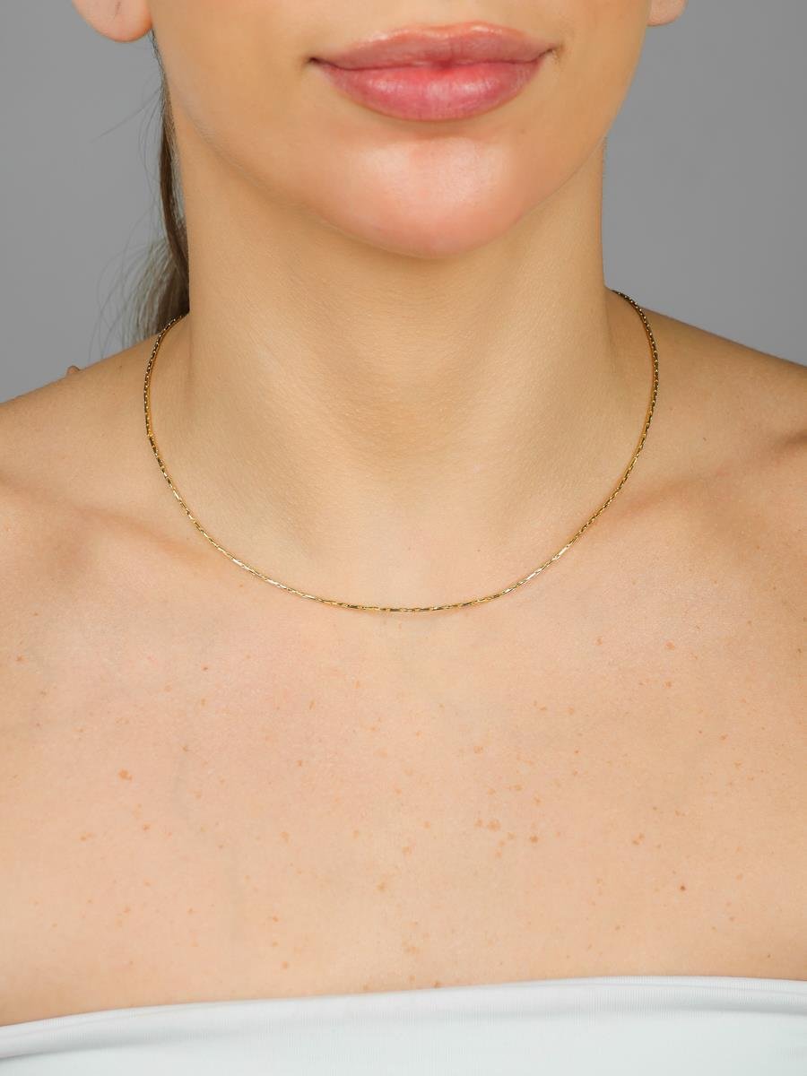 Colar Malha Cilindrica | Banhado A Ouro.