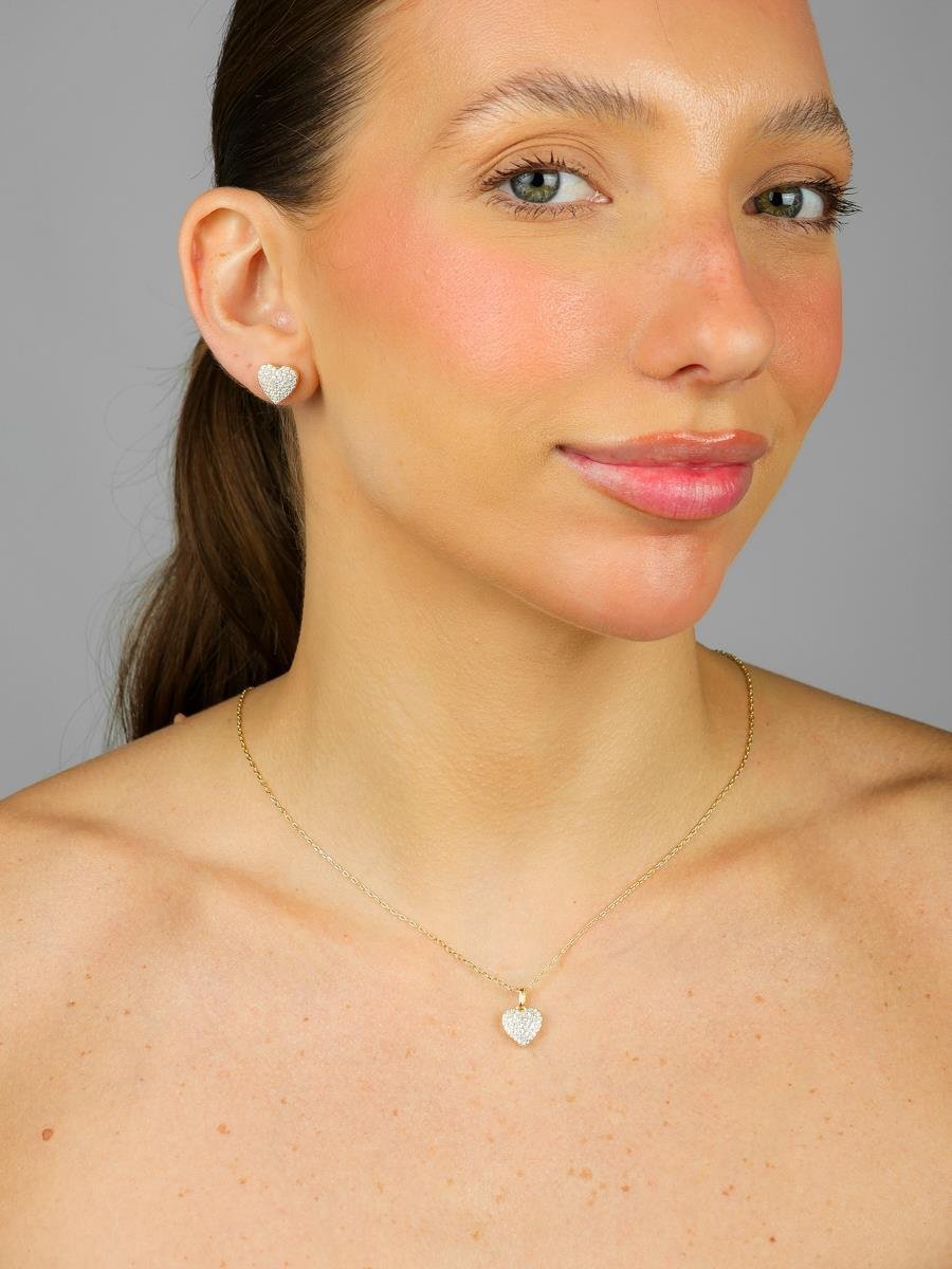 Colar Chuveiro Coração | Banhado A Ouro.