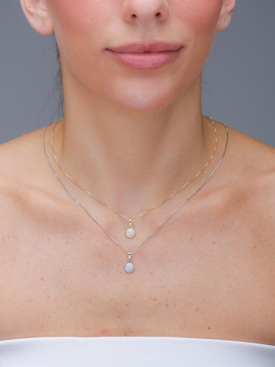 Colar Chuveiro Duplo | Banhado a Ouro e Ródio Branco.