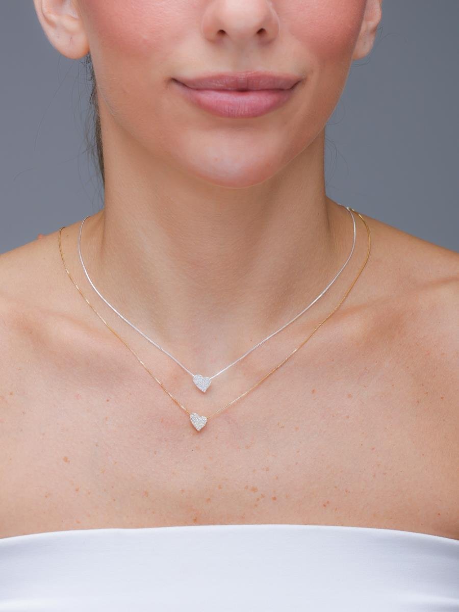 Colar Coração Duplo | Banhado a Ouro e Prata.