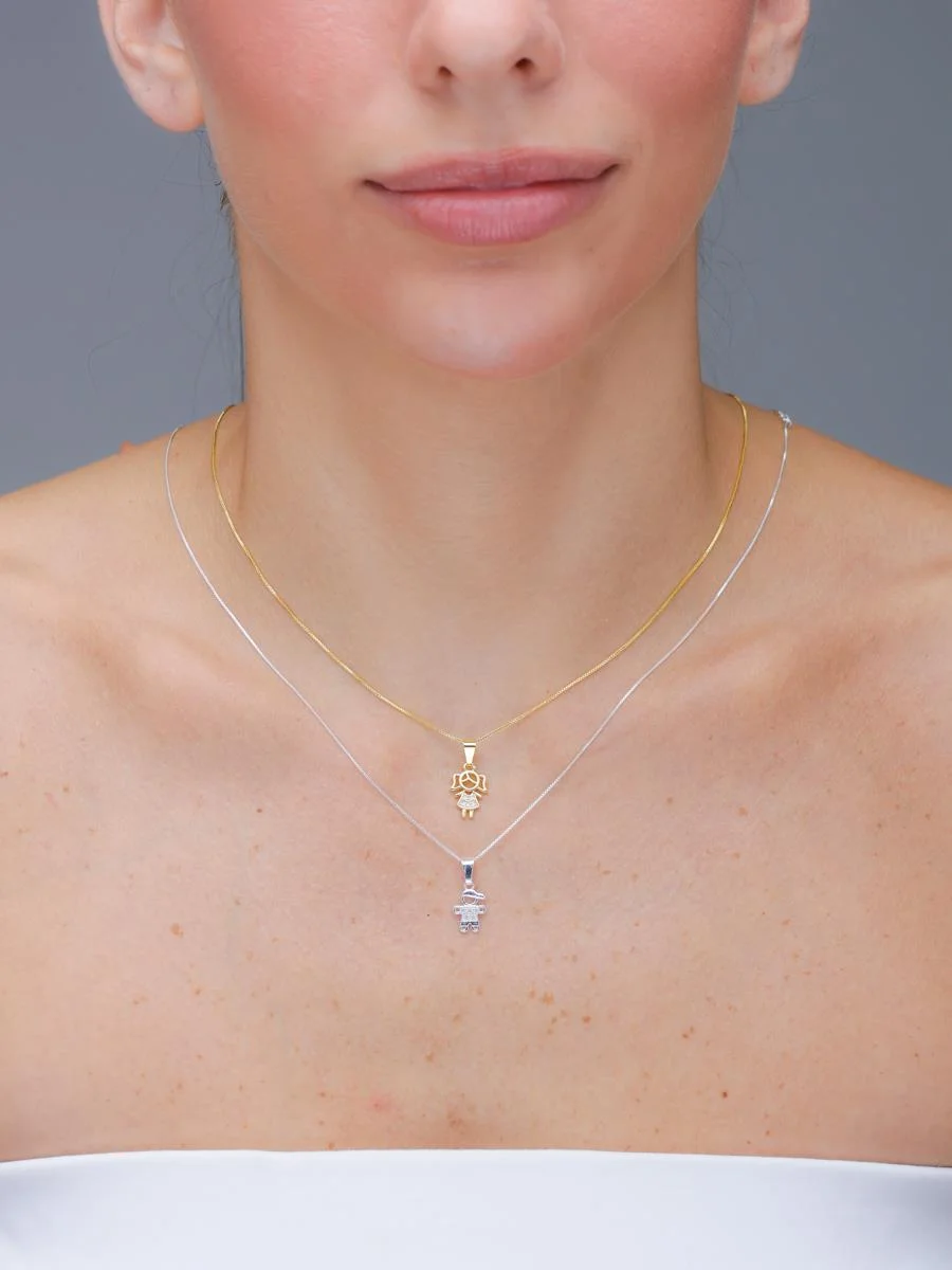 Colar Duplo Filhos | Banhado a Ouro e Prata.